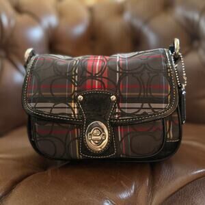 Coach Poppy Tartan Plaid Penny Flap Shoulder Bag F15477 Y2K